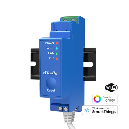 Shelly Pro 1, Releu comutator 1 canal, 16A, Wi-Fi, LAN, Bluetooth, compatibil SmartThings Shelly Pro 1, Releu comutator 1 canal, 16A, Wi-Fi, LAN, Bluetooth, compatibil SmartThings