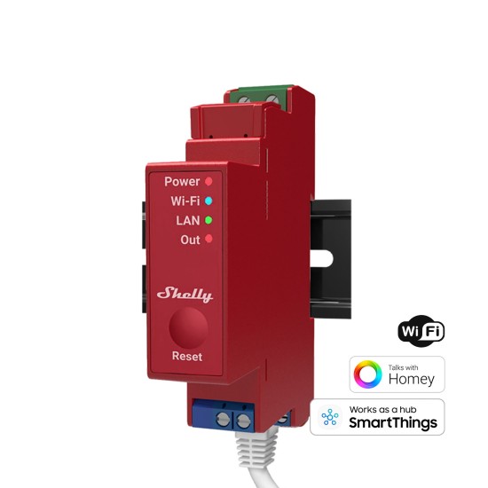 Shelly Pro 1PM, Releu comutator 1 canal, 16A, Wi-Fi, LAN, Bluetooth, masurare consum energie, compatibil SmartThings