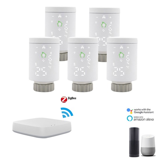 KIT SMART Control Central Termica Gaz, Termostate Radiator, Gateway ZigBee, Compatibil Google Home & Alexa