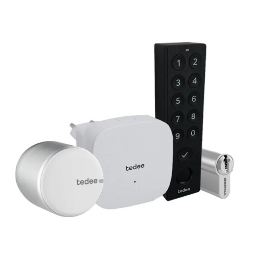 SET tedee PRO: incuietoare Tedee PRO + Bridge + cilindru ajustabil + Tastatura Tedee KeyPad PRO SET tedee PRO: incuietoare Tedee PRO + Bridge + cilindru ajustabil + Tastatura Tedee KeyPad PRO