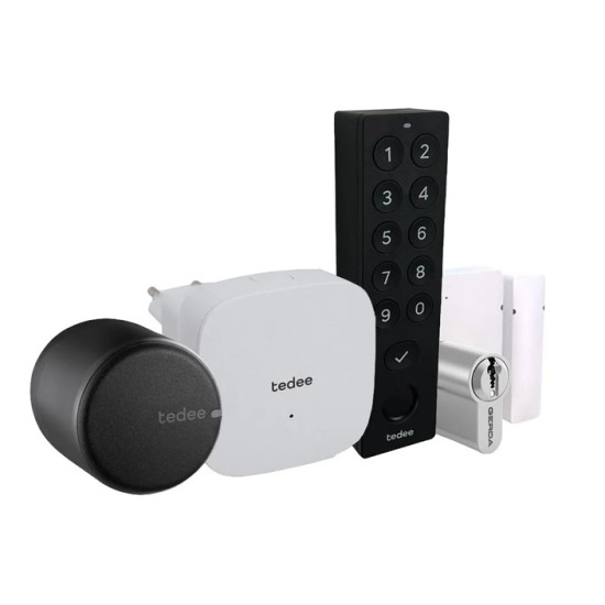 SET complet tedee PRO: incuietoare Tedee PRO + Bridge + cilindru ajustabil + KeyPad PRO + Door Sensor SET complet tedee PRO: incuietoare Tedee PRO + Bridge + cilindru ajustabil + KeyPad PRO + Door Sensor