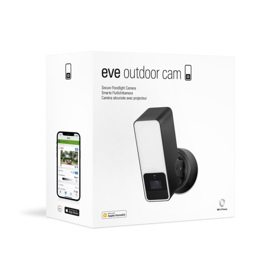 Eve Outdoor Cam Secure Floodlight, Camera Exterior compatibila Apple Homekit